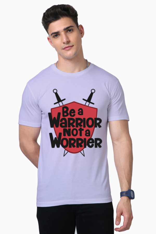 be a warrior not a worrier lavender t-shirt mens