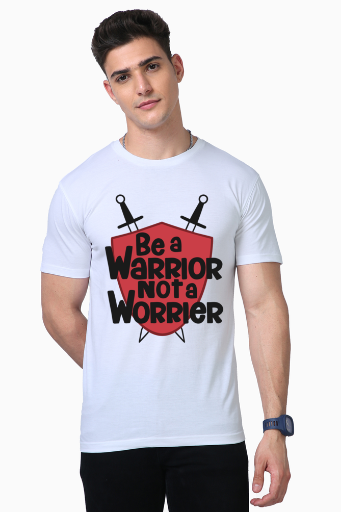 be a warrior not a worrier white t-shirt mens