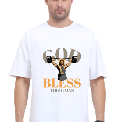 Men's White Loose T-shirt for Gym