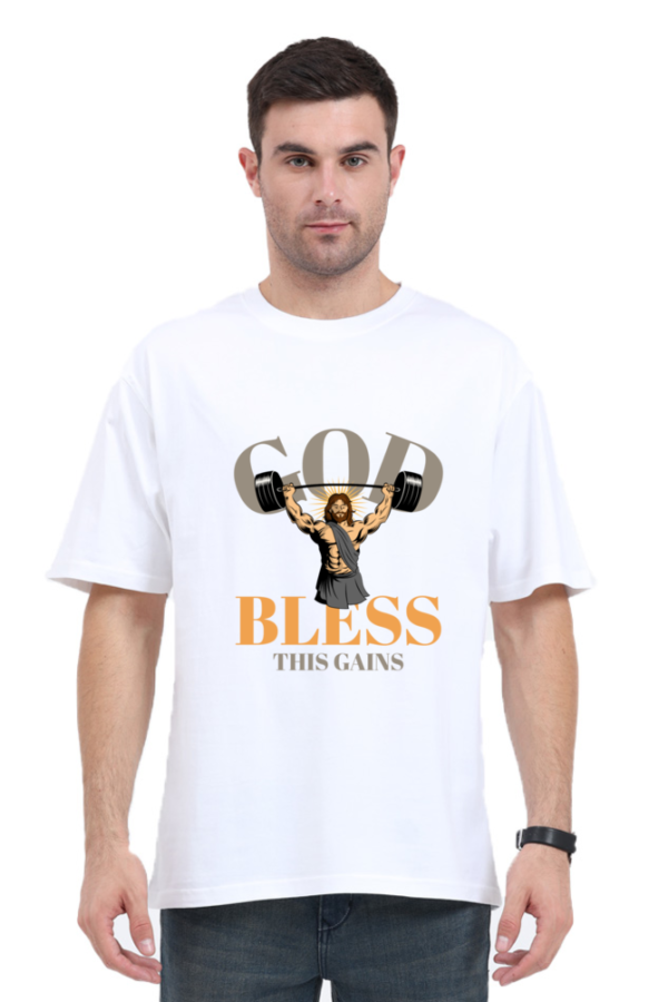 Men's White Loose T-shirt for Gym